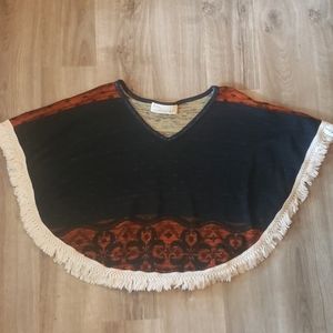 Blue/orange Vintage Havana knit poncho one size